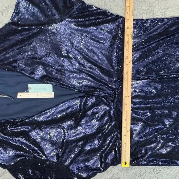 By Anthropologie Twist-Front Sequin Dress Size 22 Cocktail V-Neck Disco - Picture 11 of 14